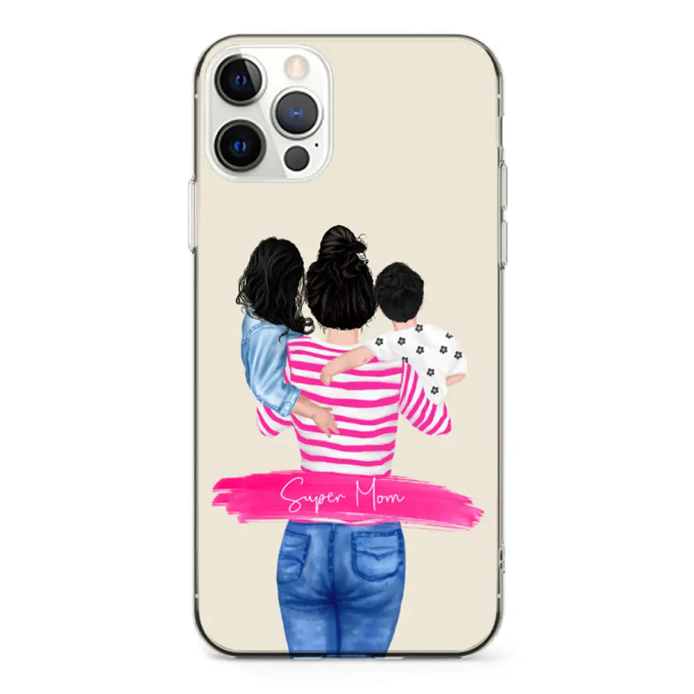 Apple iPhone 12 Pro Max / Clear Classic Phone Case Custom Clipart Text Mother Son & Daughter Phone Case - Stylizedd.com