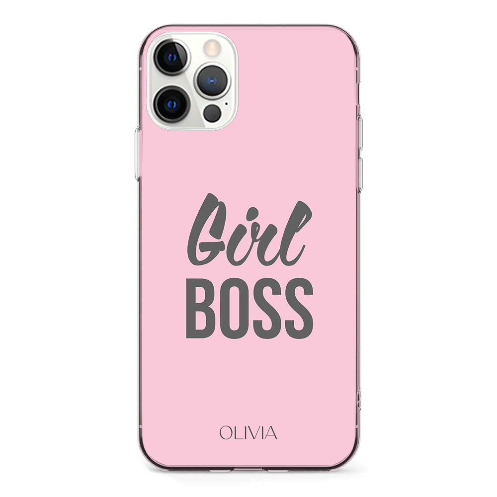 Apple iPhone 12 Pro Max / Clear Classic Personalized Name Girl Boss, Phone Case - Stylizedd.com