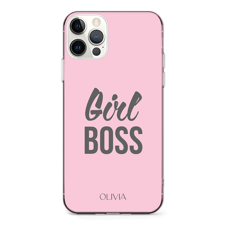Apple iPhone 12 Pro Max / Clear Classic Personalized Name Girl Boss, Phone Case - Stylizedd.com