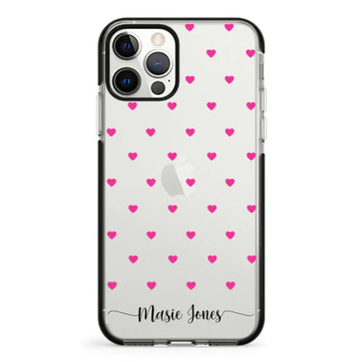 Apple iPhone 12 Pro Max / Impact Pro Black Phone Case Heart Pattern Custom Text, My Name Phone Case - Stylizedd.com