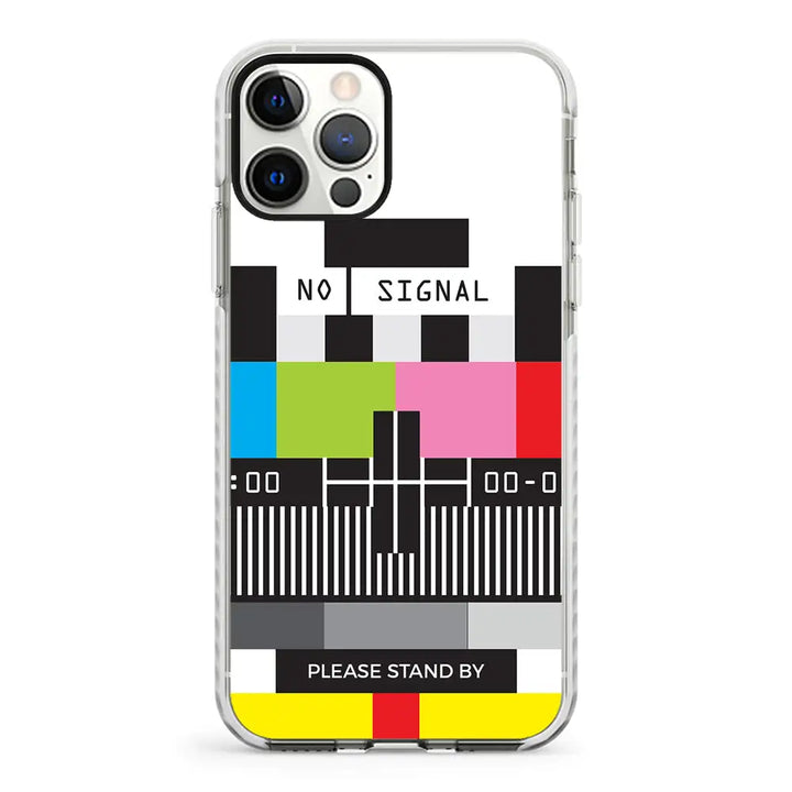 Apple iPhone 12 Pro Max / Impact Pro White Personalized Text Retro No Signal TV Channel, Phone Case - Stylizedd.com