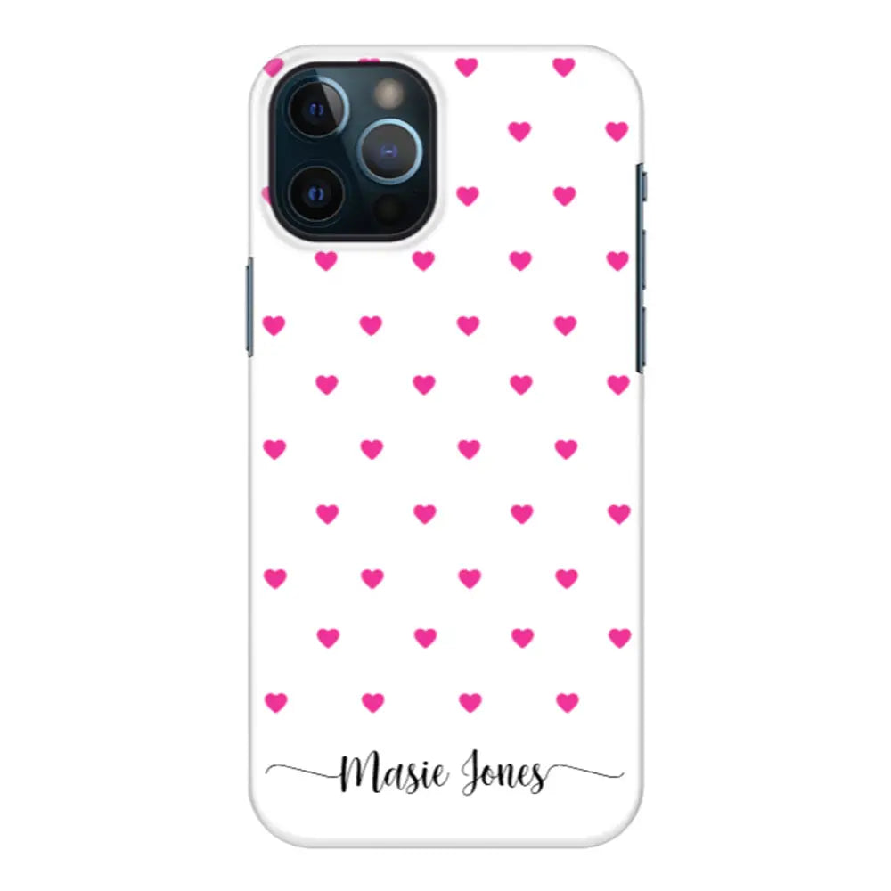 Apple iPhone 12 Pro Max / Snap Classic Heart Pattern Custom Text, My Name Phone Case - Stylizedd.com