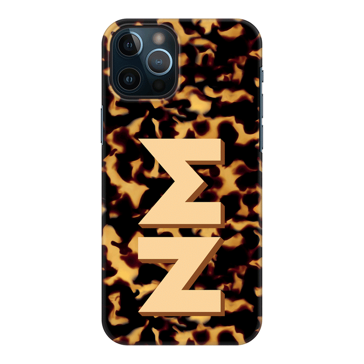 Apple iPhone 12 Pro Max / Snap Classic Custom Monogram 3D Text Luxury Tortoise Shell Pattern, Phone Case - Stylizedd.com