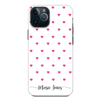 Apple iPhone 12 Pro Max / Tough Pro Phone Case Heart Pattern Custom Text, My Name Phone Case - Stylizedd.com