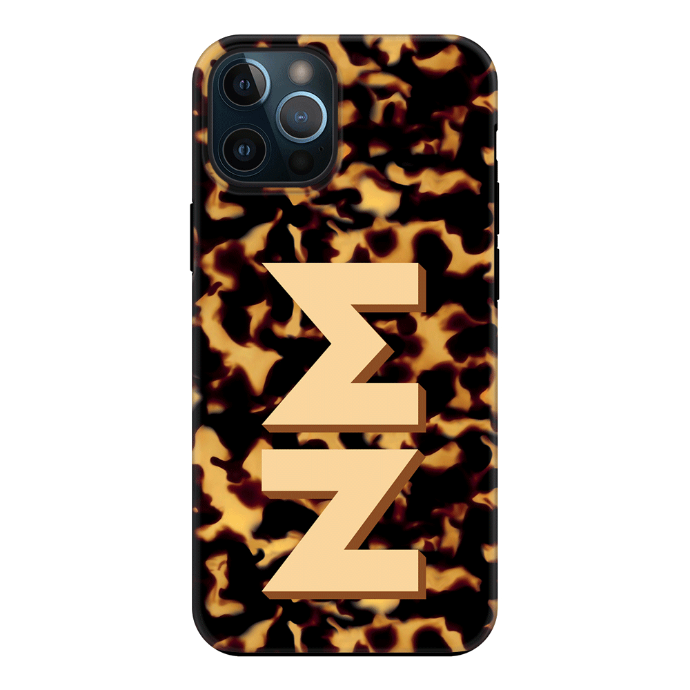 Apple iPhone 12 Pro Max / Tough Pro Custom Monogram 3D Text Luxury Tortoise Shell Pattern, Phone Case - Stylizedd.com
