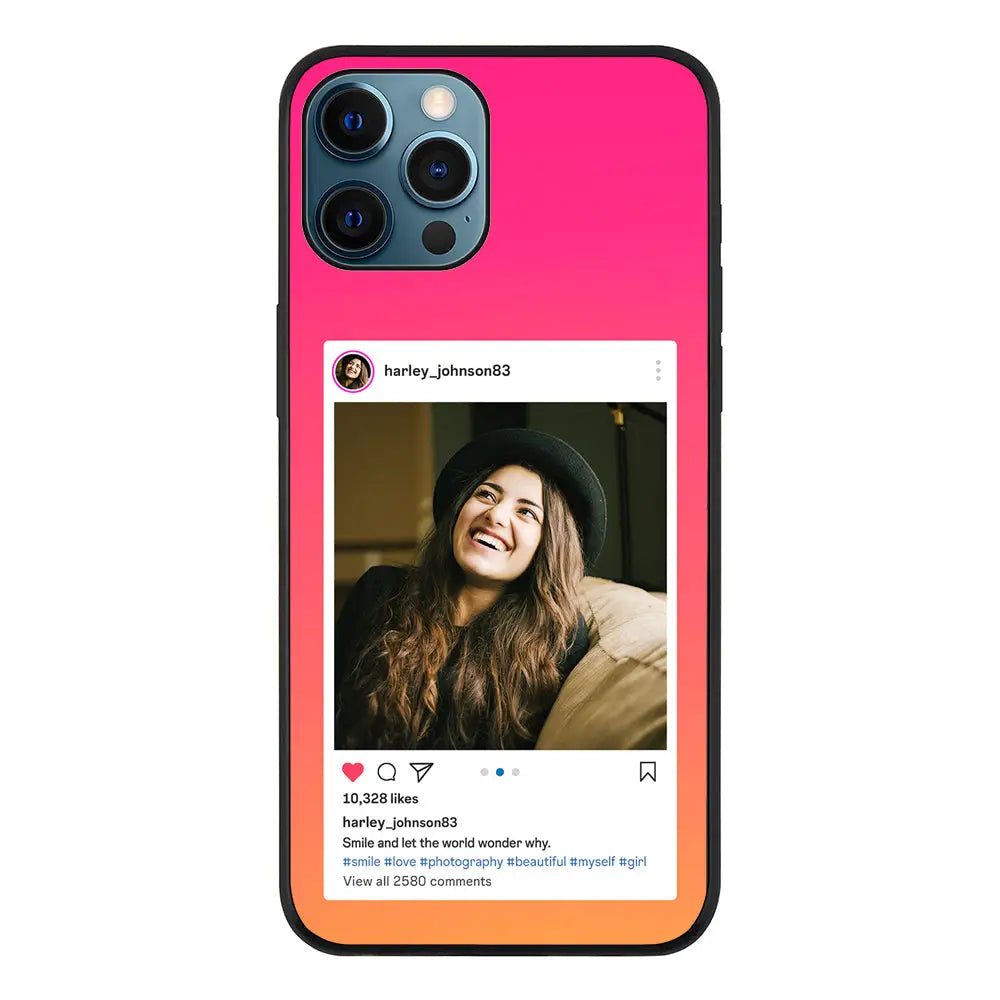 Apple iPhone 12 | 12 Pro / Rugged Black Custom Photo Instagram Post Template, Phone Case - Stylizedd.com