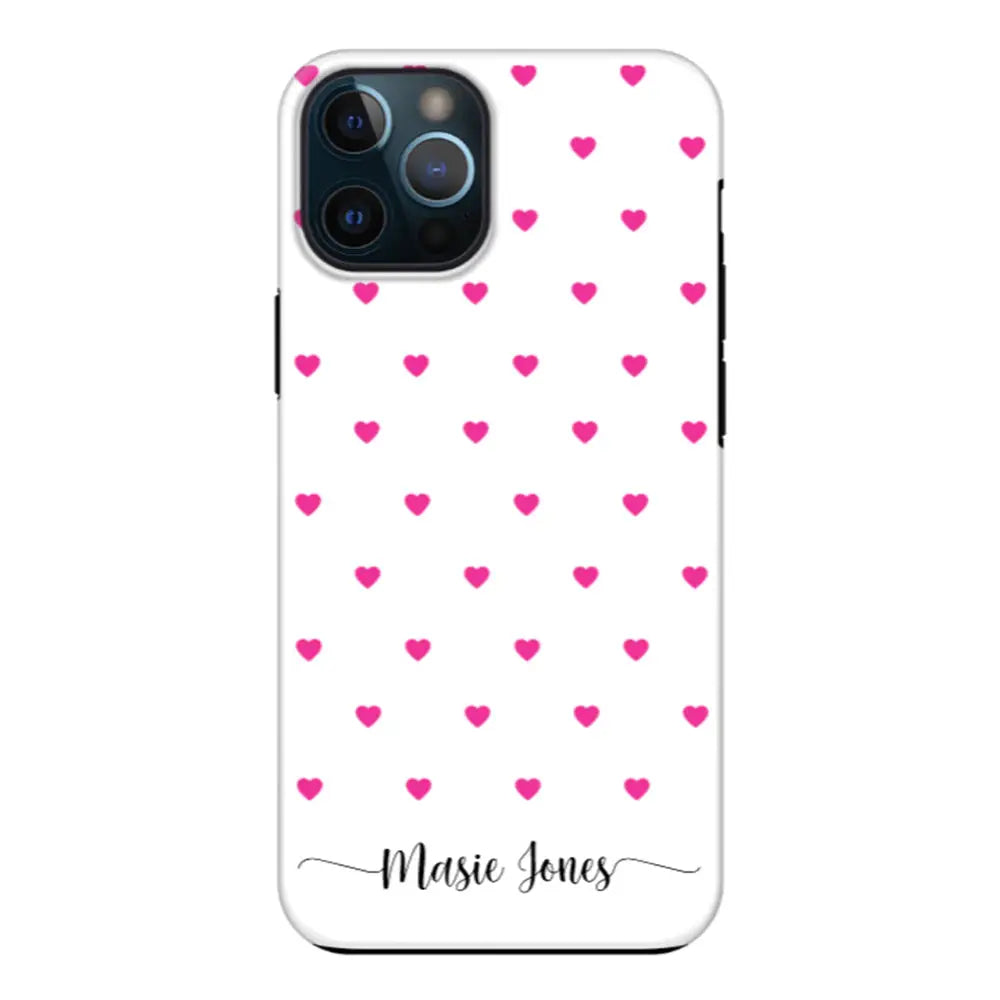 Apple iPhone 12 | 12 Pro / Tough Pro Phone Case Heart Pattern Custom Text, My Name Phone Case - Stylizedd.com