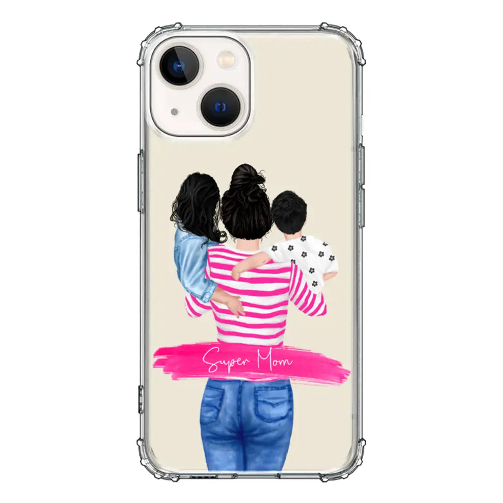 Apple iPhone 13 / Clear Classic Phone Case Custom Clipart Text Mother Son & Daughter Phone Case - Stylizedd.com