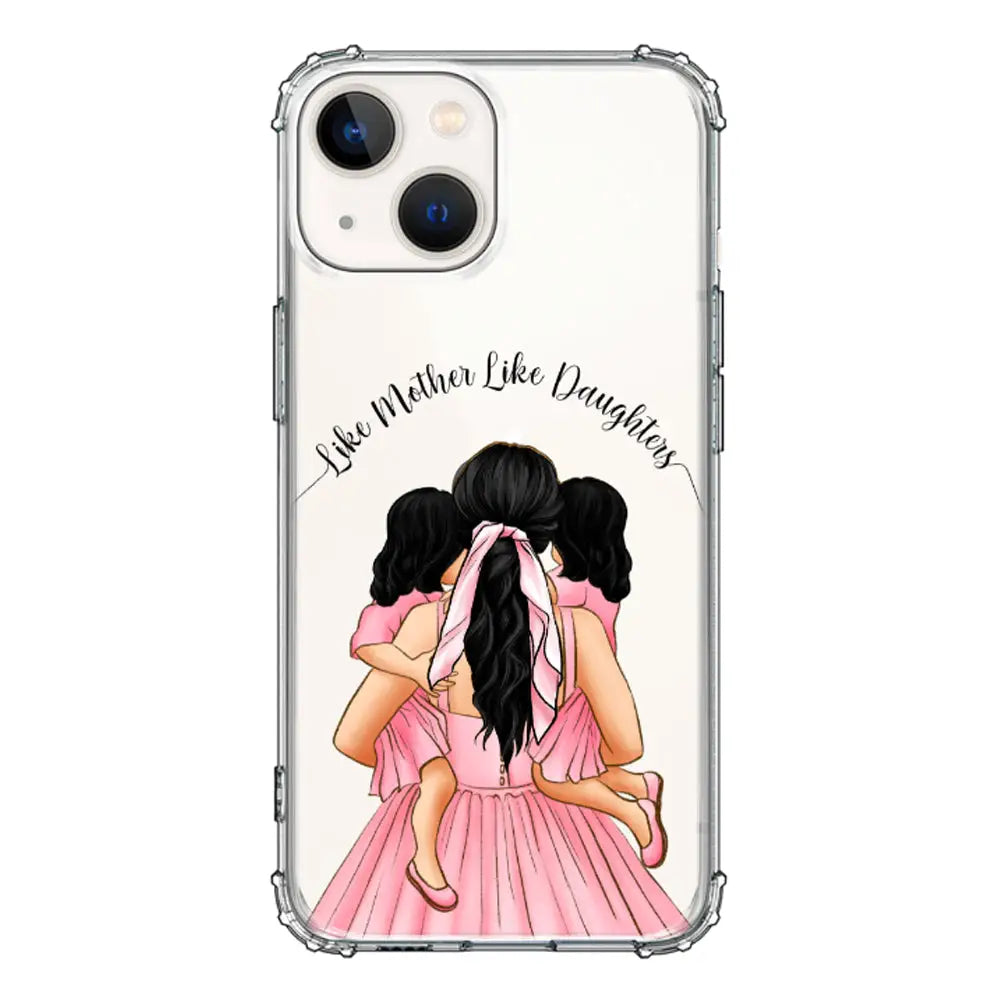 Apple iPhone 13 / Clear Classic Mother 2 daughters Custom Clipart, Text Phone Case - Stylizedd.com