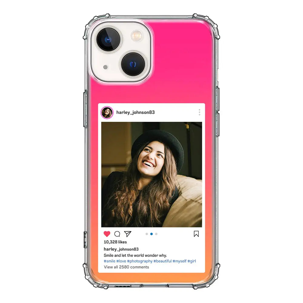 Apple iPhone 13 / Clear Classic Phone Case Custom Photo Instagram Post Template, Phone Case - Stylizedd