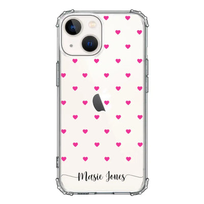 Apple iPhone 13 Mini / Clear Classic Phone Case Heart Pattern Custom Text, My Name Phone Case - Stylizedd.com