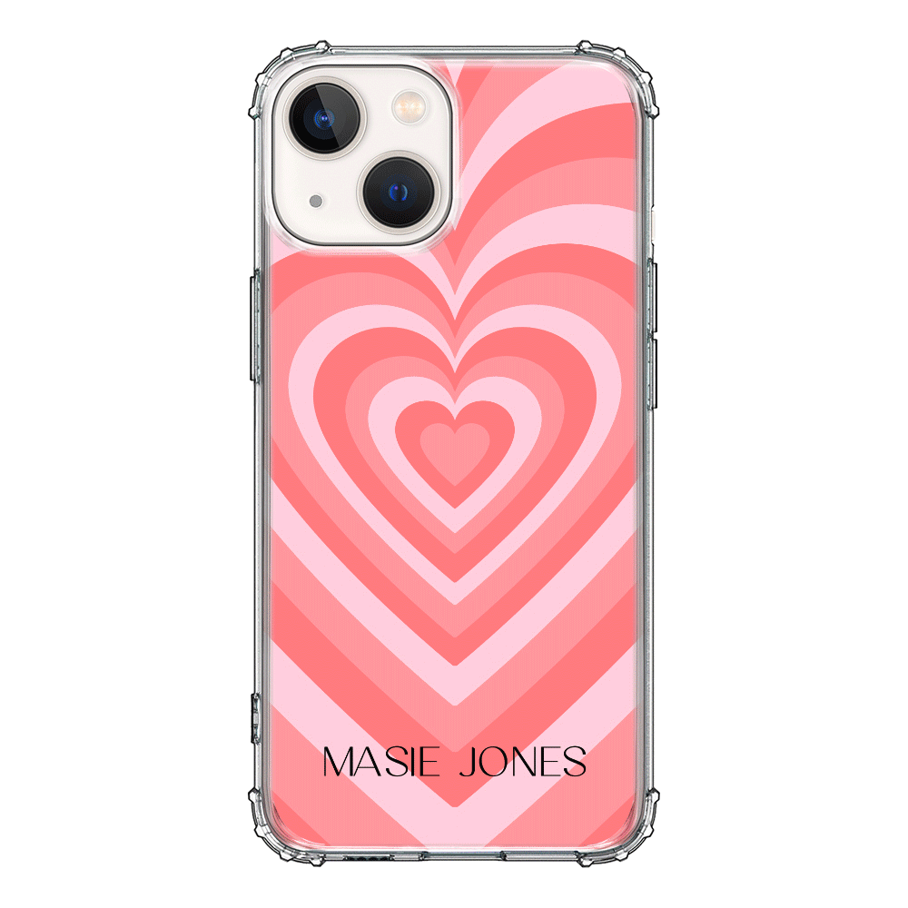 Apple iPhone 13 Mini / Clear Classic Personalized Name Retro Hearts, Phone Case - Stylizedd.com