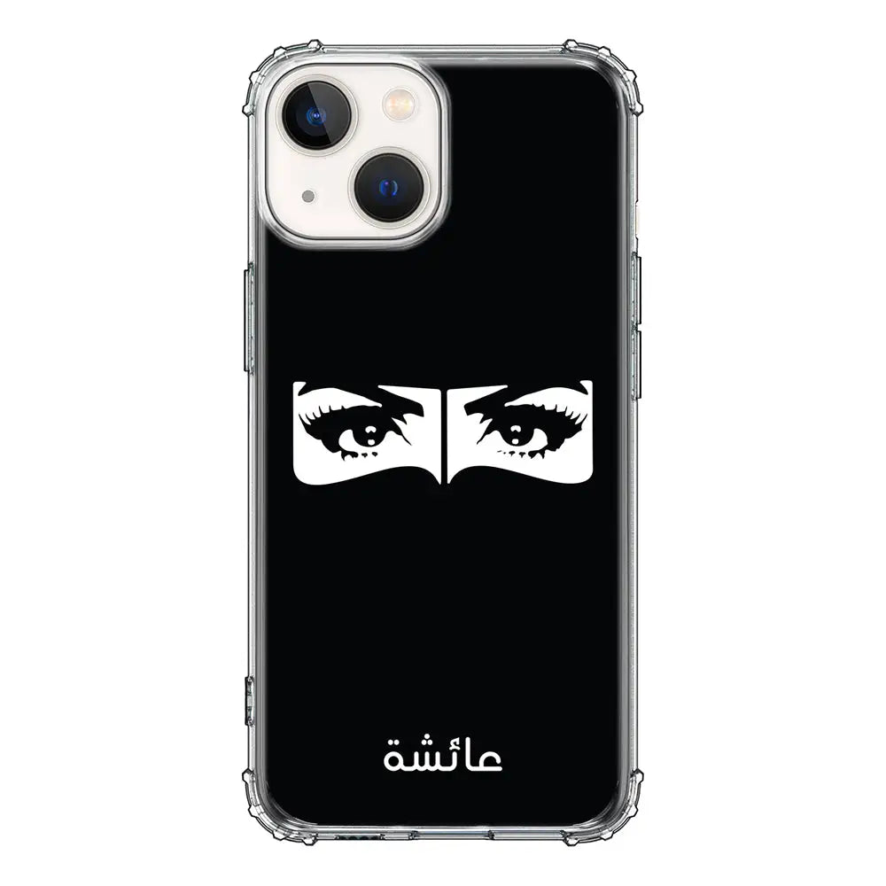 Apple iPhone 13 Mini / Clear Classic Custom Name Niqabi Eye, Phone Case - Stylizedd.com