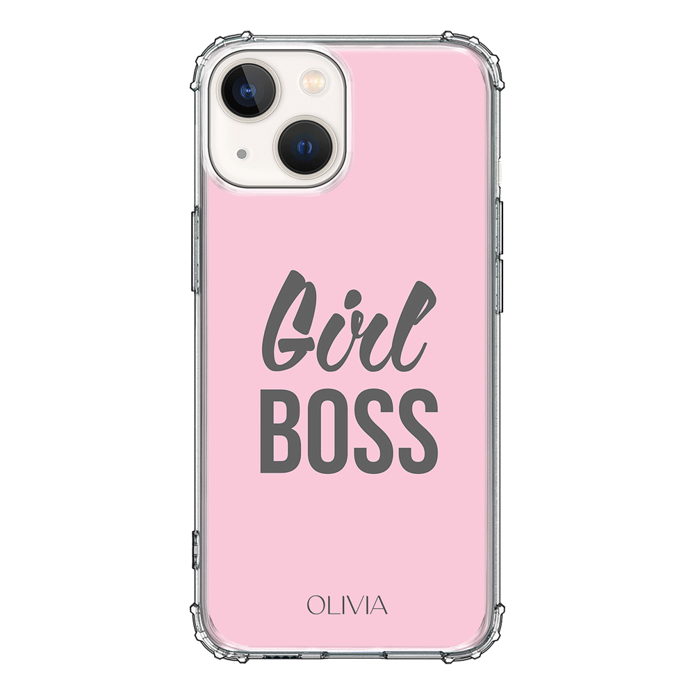 Apple iPhone 13 Mini / Clear Classic Personalized Name Girl Boss, Phone Case - Stylizedd.com