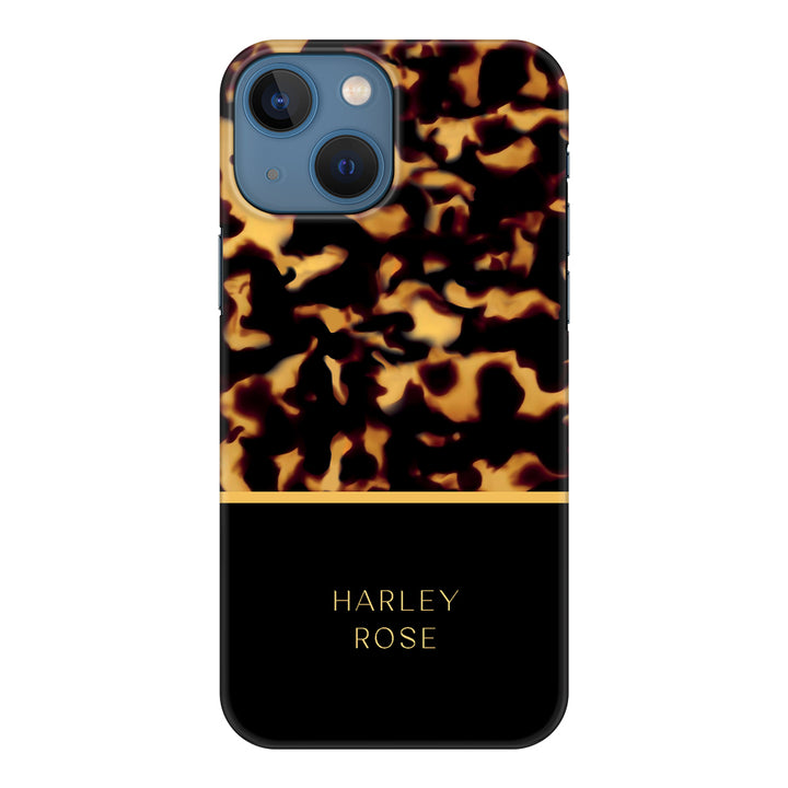 Apple iPhone 13 Mini / Snap Classic Personalized Text Luxury Tortoise Shell Pattern, Phone Case - Stylizedd.com