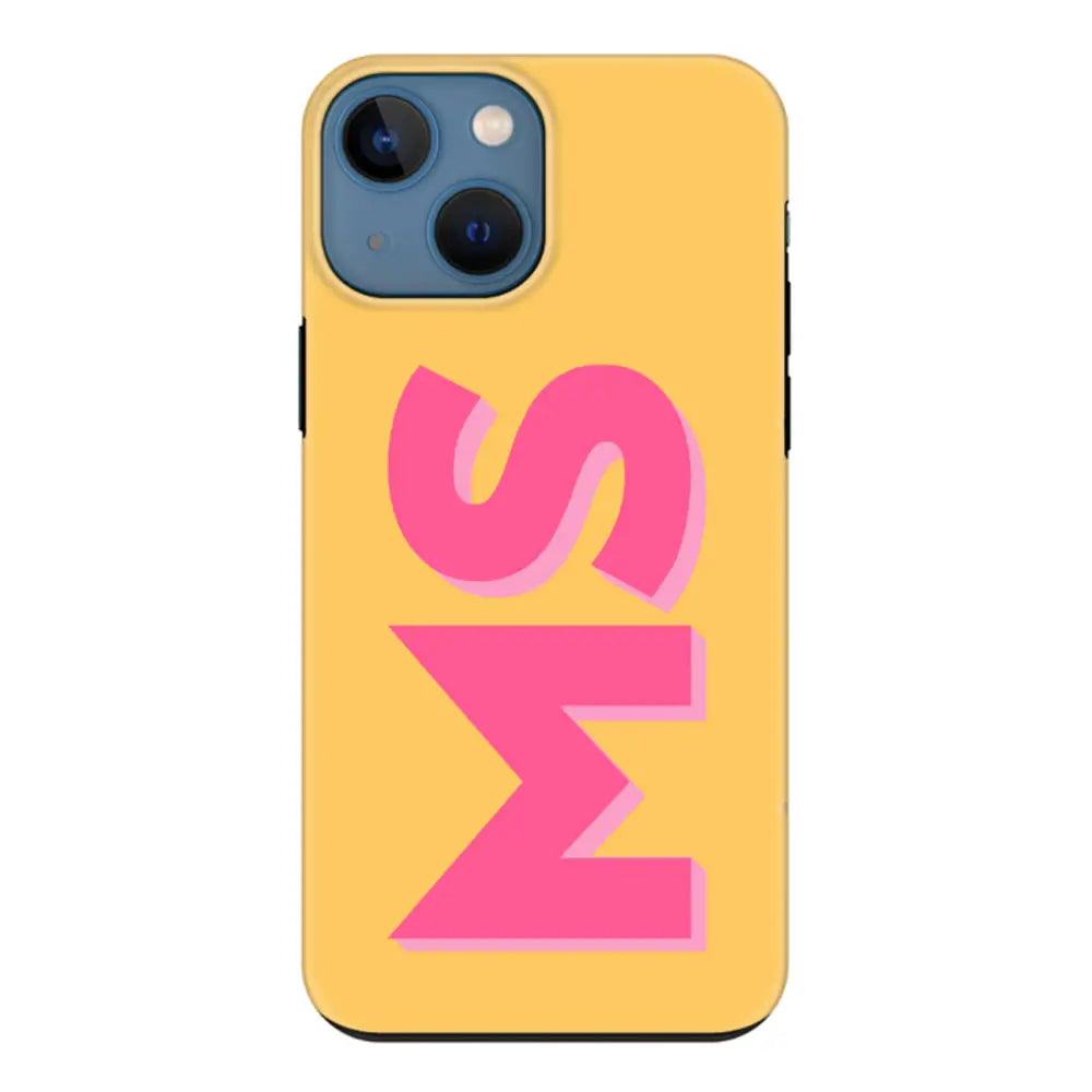 Apple iPhone 13 Mini / Tough Pro Personalized Monogram Initial 3D Shadow Text Phone Case - Stylizedd.com