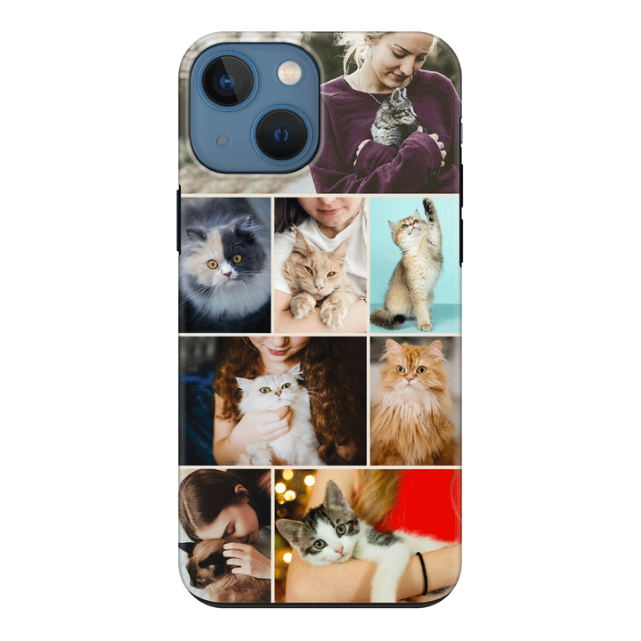 Apple iPhone 13 Mini / Tough Pro Personalised Photo Collage Grid Pet Cat, Phone Case - Stylizedd.com