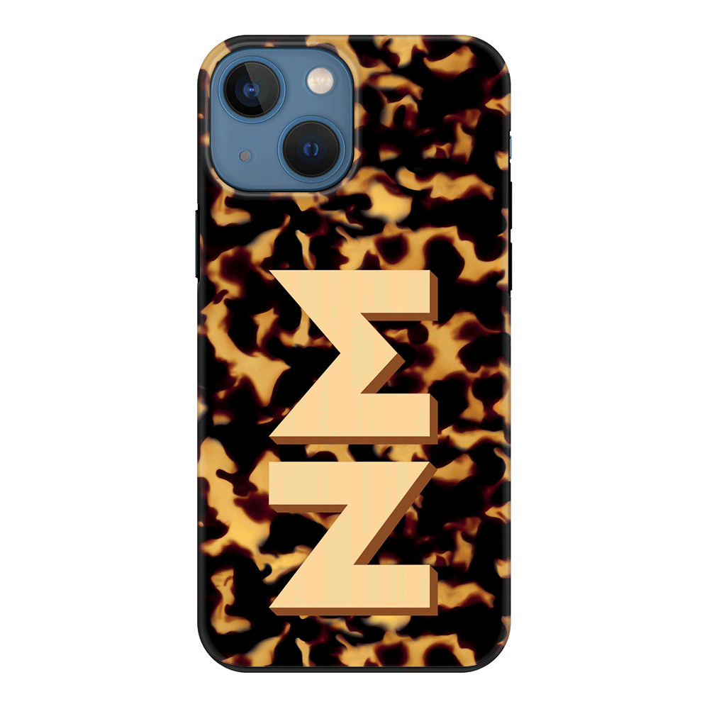 Apple iPhone 13 Mini / Tough Pro Custom Monogram 3D Text Luxury Tortoise Shell Pattern, Phone Case - Stylizedd.com