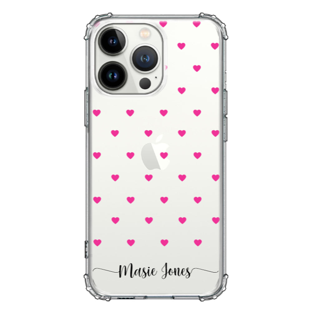 Apple iPhone 13 Pro / Rugged Black Heart Pattern Custom Text, My Name Phone Case - Stylizedd.com