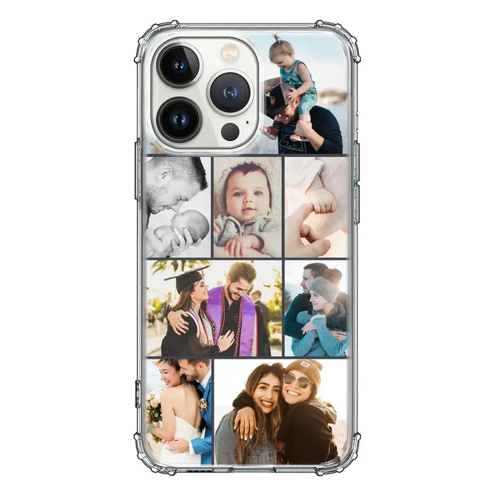 Apple iPhone 13 Pro / Clear Classic Personalised Photo Collage Grid Phone Case - Stylizedd.com