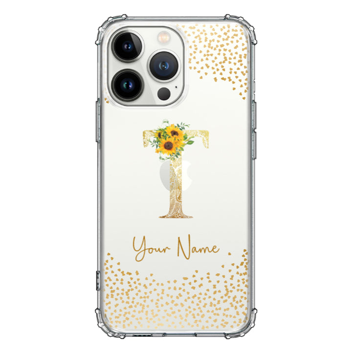 Apple iPhone 13 Pro / Rugged Black Floral Mandala Initial Phone Case - Stylizedd.com