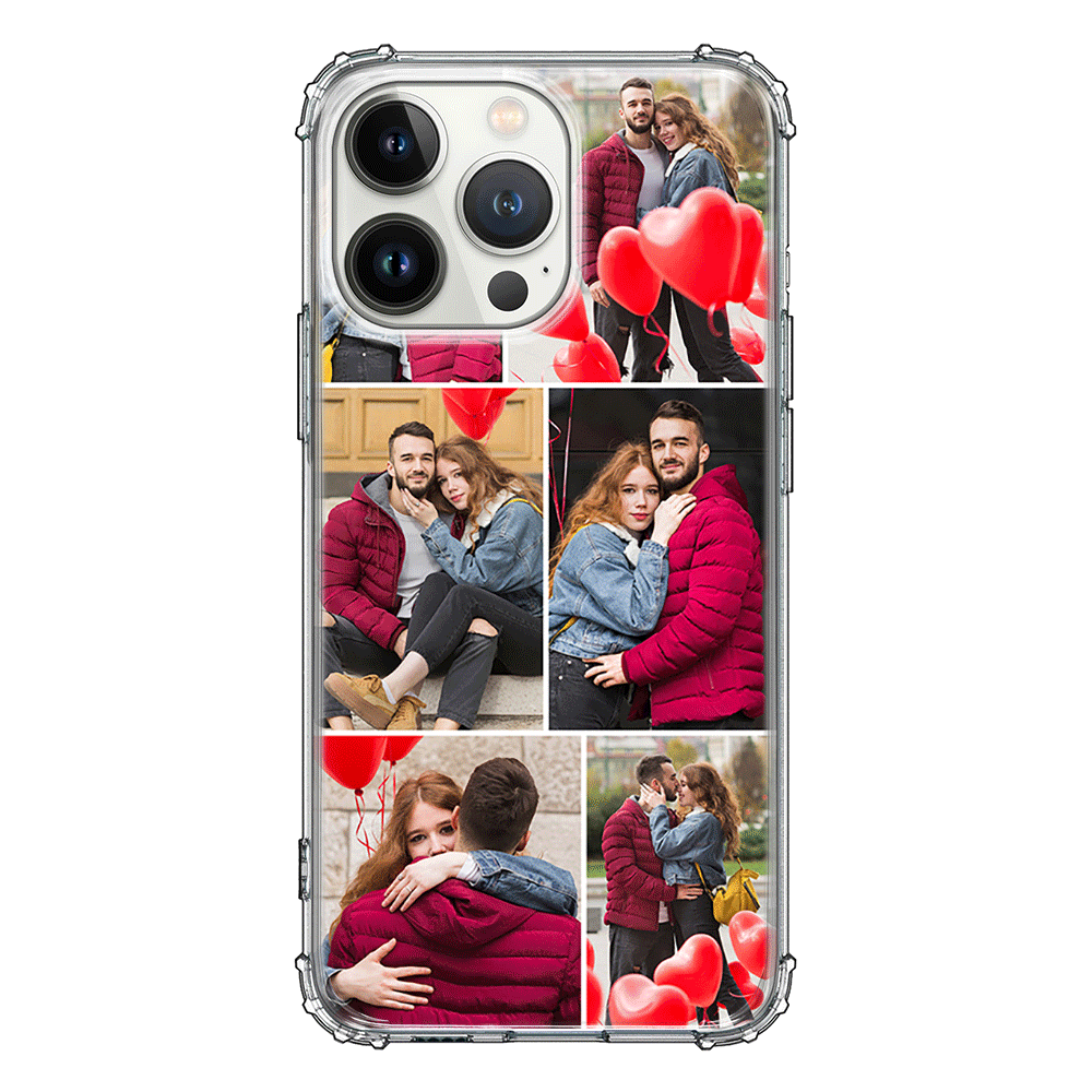 Apple iPhone 13 Pro / Rugged Black Personalised Valentine Photo Collage Grid, Phone Case - Stylizedd.com