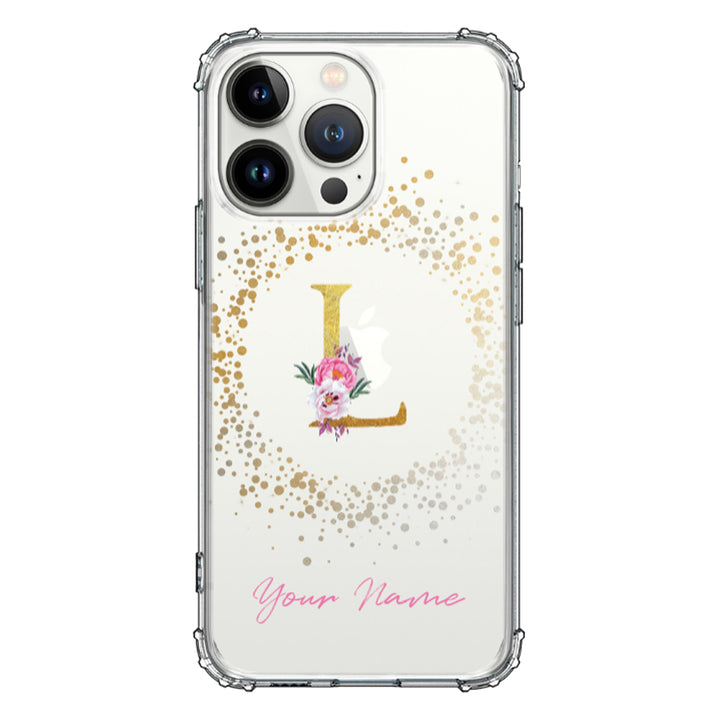 Apple iPhone 13 Pro / Rugged Black Floral Initial Phone Case - Stylizedd.com