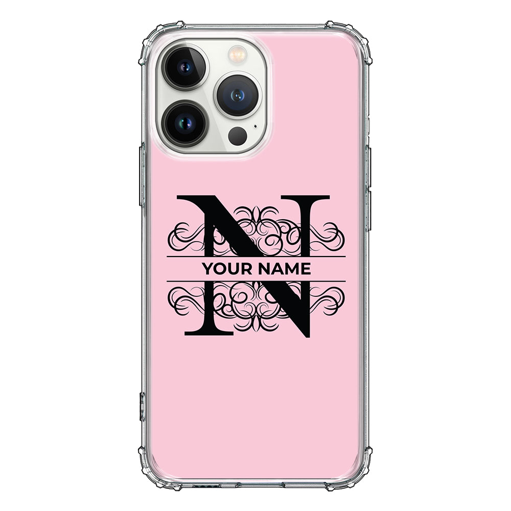 Apple iPhone 13 Pro / Rugged Black Split Floral Initial Phone Case - Stylizedd.com