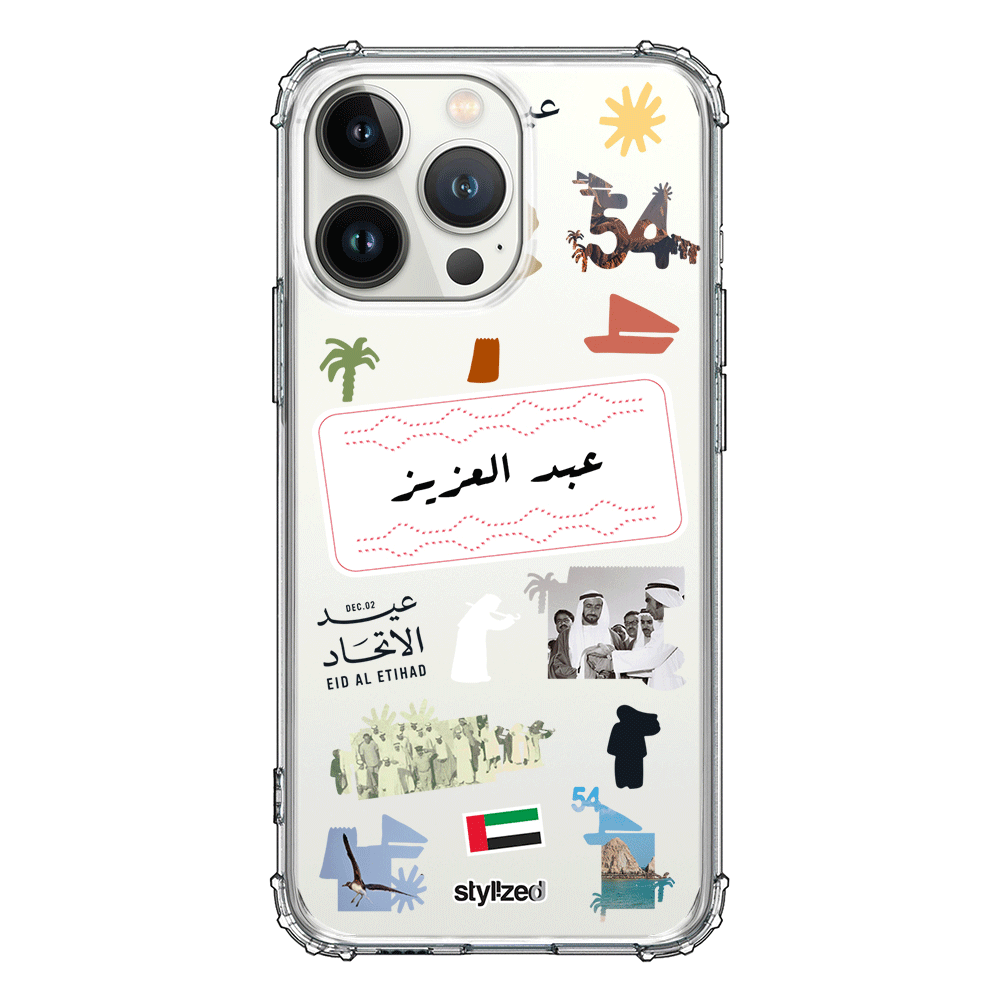 Apple iPhone 13 Pro / Clear Classic Custom Eid Al Etihad 54 National Day Sticker, Phone Case - Stylizedd.com