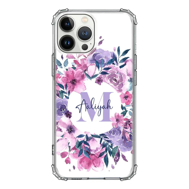 Apple iPhone 13 Pro Max / Clear Classic Custom Monogram Floral Flower Initial Name & Letter, Phone Case - Stylizedd.com