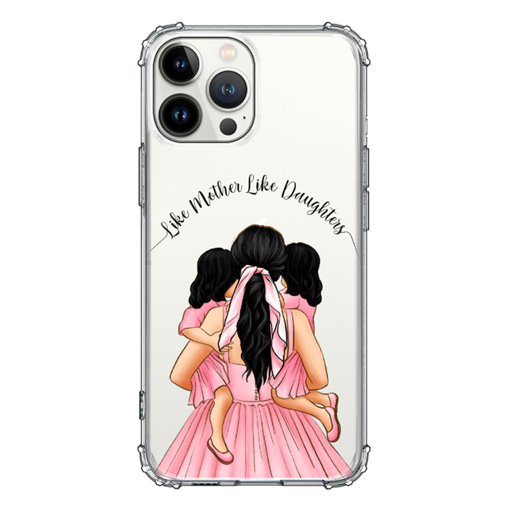 Apple iPhone 13 Pro Max / Rugged Black Mother 2 daughters Custom Clipart, Text Phone Case - Stylizedd.com