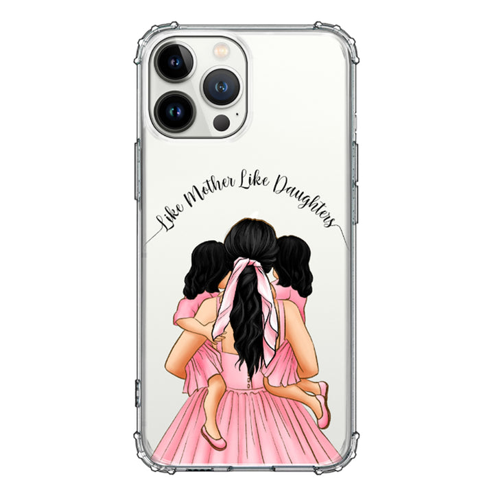 Apple iPhone 13 Pro Max / Rugged Black Mother 2 daughters Custom Clipart, Text Phone Case - Stylizedd.com