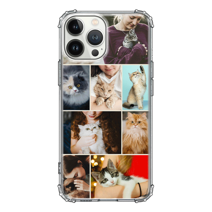 Apple iPhone 13 Pro Max / Rugged Black Personalised Photo Collage Grid Pet Cat, Phone Case - Stylizedd.com
