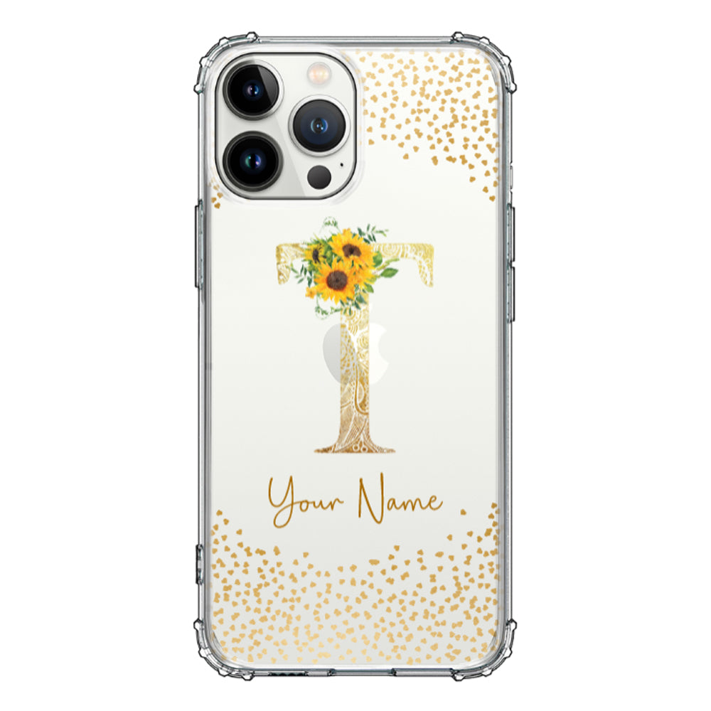 Apple iPhone 13 Pro Max / Rugged Black Floral Mandala Initial Phone Case - Stylizedd.com