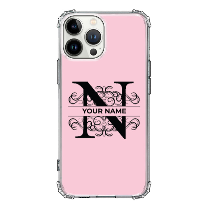 Apple iPhone 13 Pro Max / Rugged Black Split Floral Initial Phone Case - Stylizedd.com