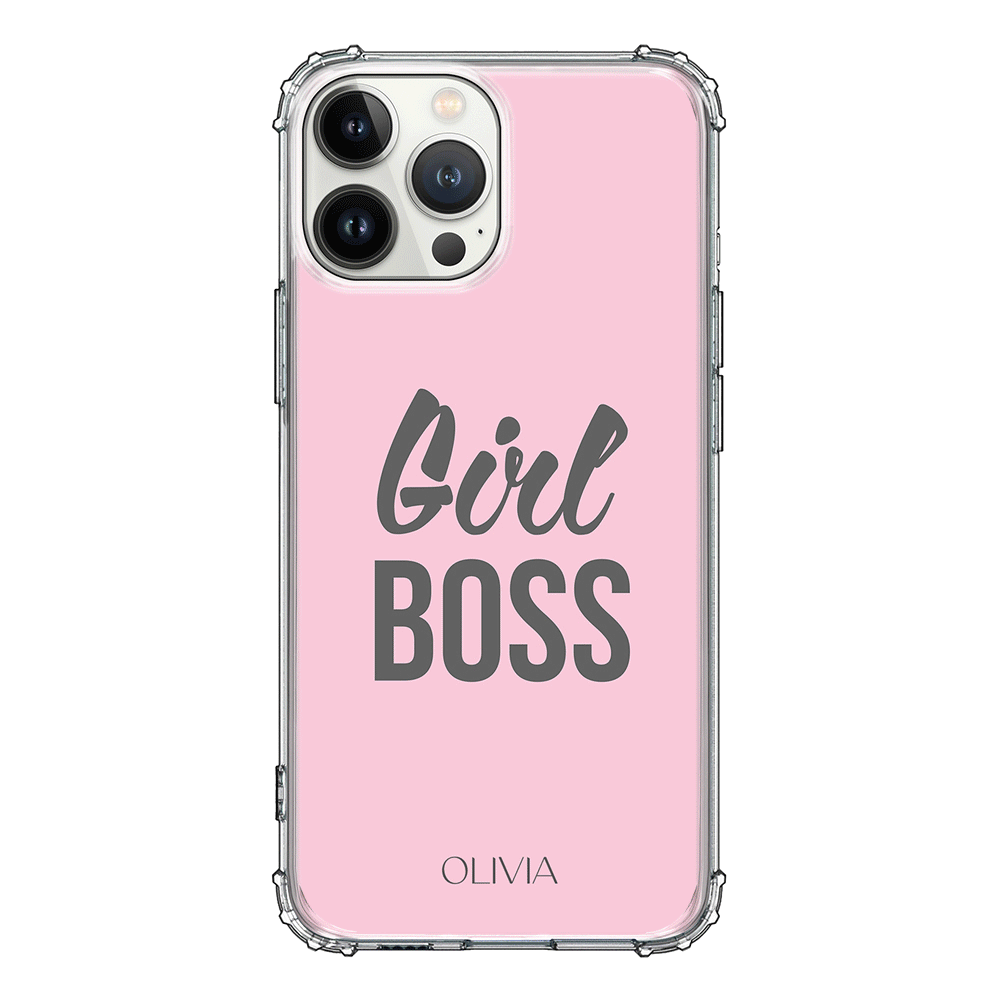 Apple iPhone 13 Pro Max / Clear Classic Personalized Name Girl Boss, Phone Case - Stylizedd.com