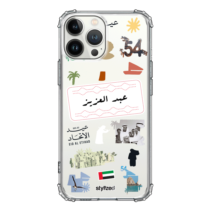 Apple iPhone 13 Pro Max / Clear Classic Custom Eid Al Etihad 54 National Day Sticker, Phone Case - Stylizedd.com
