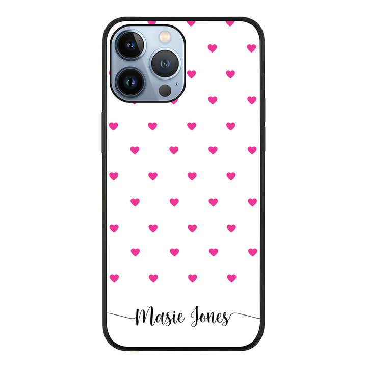 Apple iPhone 13 Pro Max / Tough Pro Heart Pattern Custom Text, My Name Phone Case - Stylizedd.com