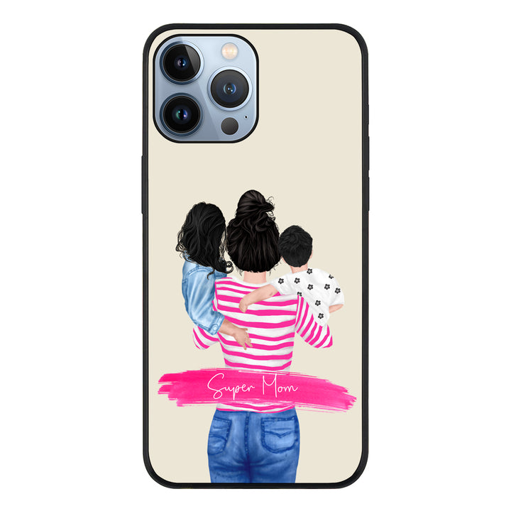 Apple iPhone 13 Pro Max / Tough Pro Custom Clipart Text Mother Son & Daughter Phone Case - Stylizedd.com