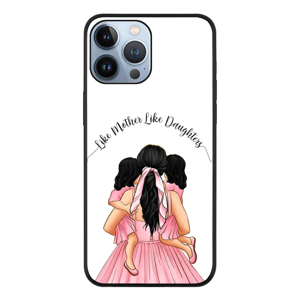 Apple iPhone 13 Pro Max / Rugged Black Mother 2 daughters Custom Clipart, Text Phone Case - Stylizedd.com