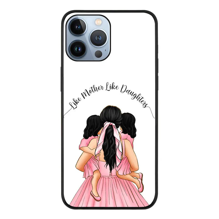 Apple iPhone 13 Pro Max / Rugged Black Mother 2 daughters Custom Clipart, Text Phone Case - Stylizedd.com
