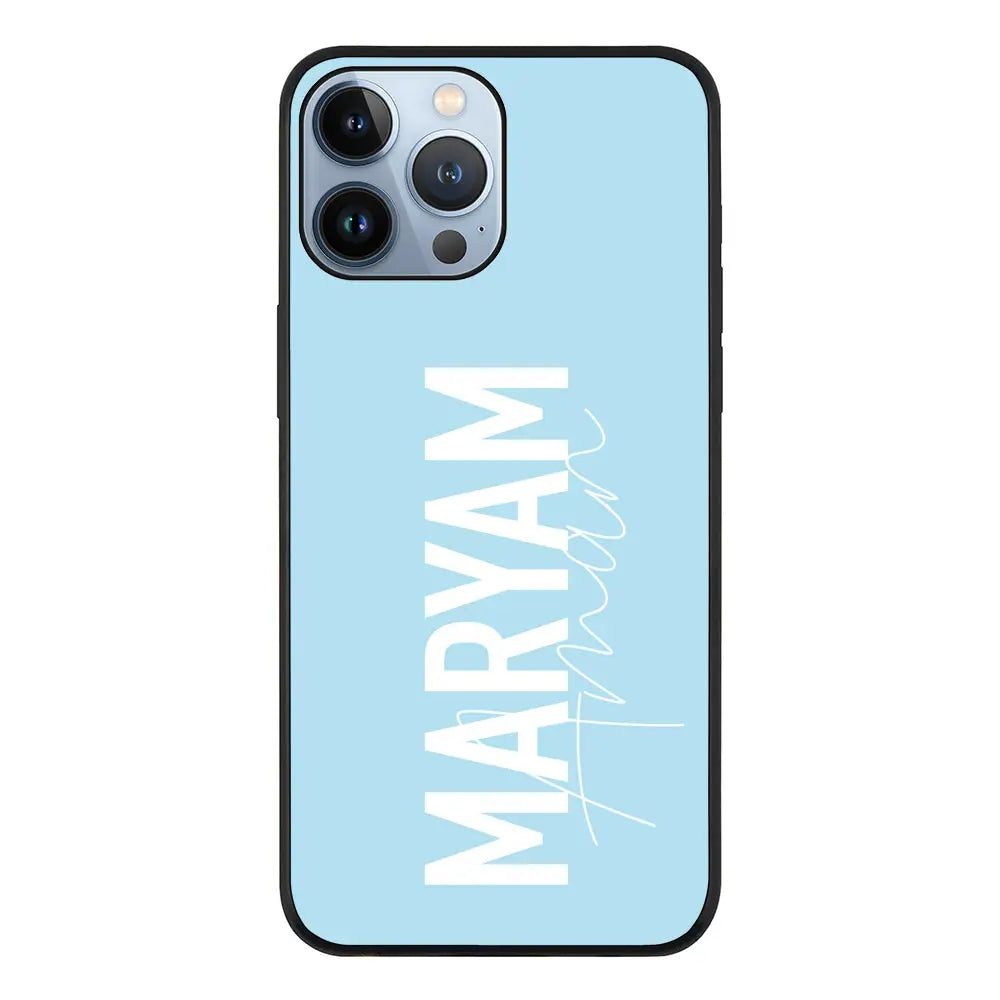Apple iPhone 13 Pro Max / Rugged Black Personalized Name Vertical, Phone Case - Stylizedd.com