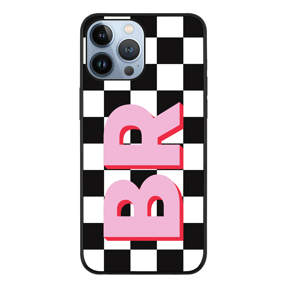 Apple iPhone 13 Pro Max / Tough Pro Custom Monogram Initial Checkerboard, Phone Case - Stylizedd.com