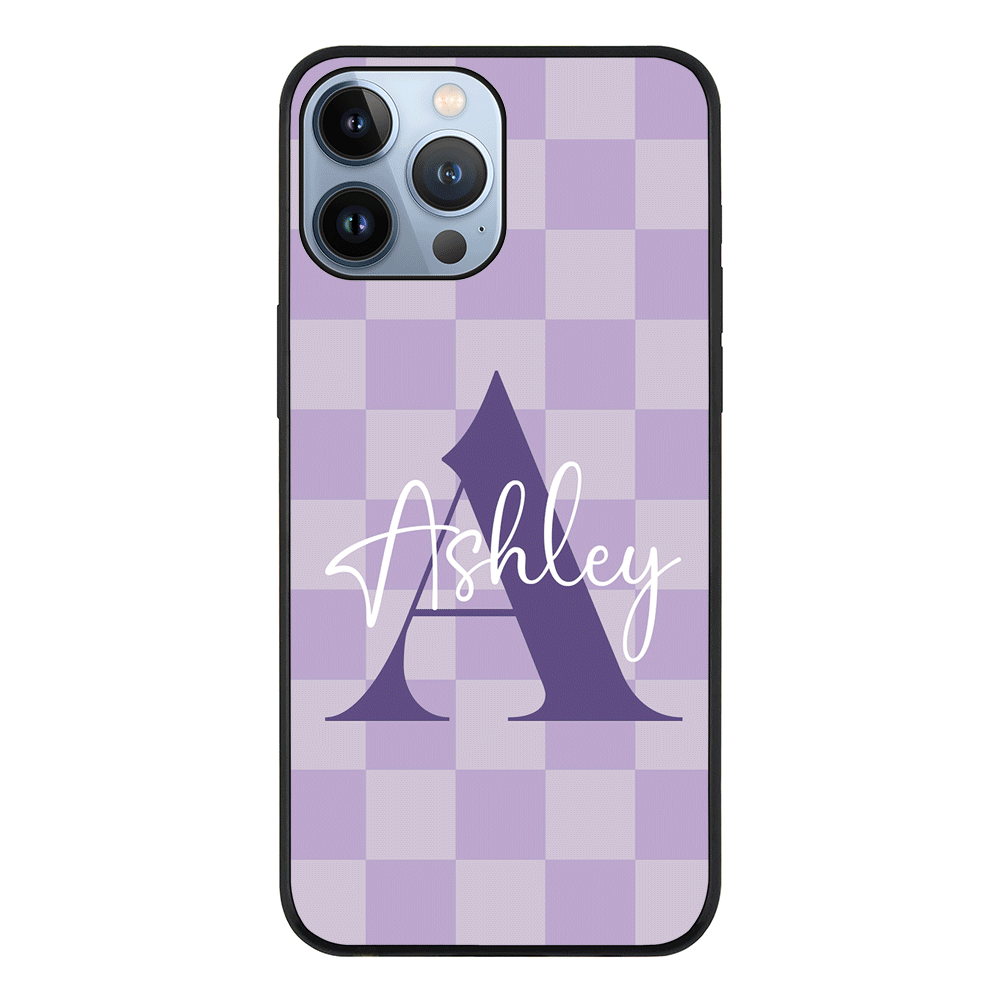 Apple iPhone 13 Pro Max / Tough Pro Personalized Name Initial Monogram Checkerboard, Phone Case - Stylizedd.com