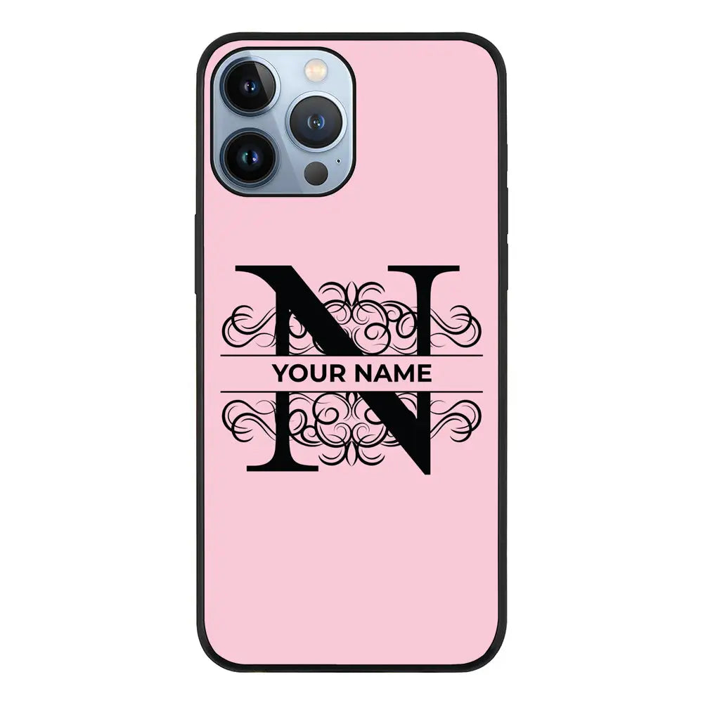 Apple iPhone 13 Pro Max / Rugged Black Split Floral Initial Phone Case - Stylizedd.com