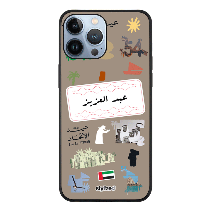 Apple iPhone 13 Pro Max / Rugged Black Custom Eid Al Etihad 54 National Day Sticker, Phone Case - Stylizedd.com