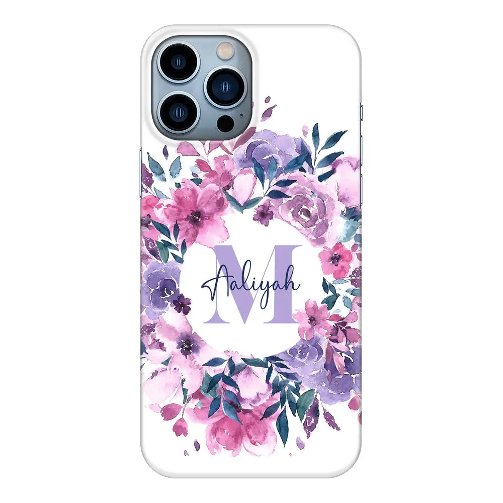 Apple iPhone 13 Pro Max / Snap Classic Custom Monogram Floral Flower Initial Name & Letter, Phone Case - Stylizedd.com