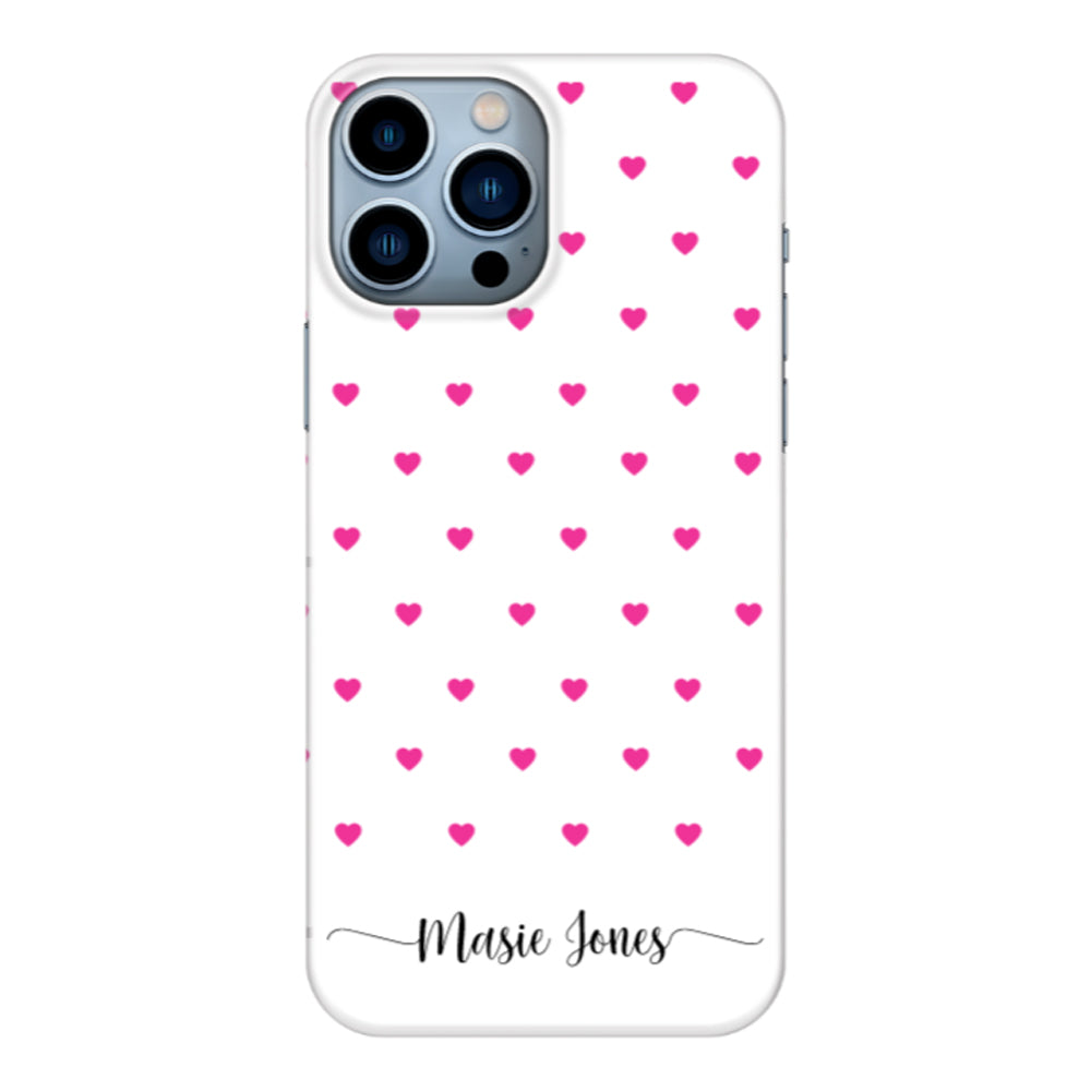Apple iPhone 13 Pro Max / Clear Classic Heart Pattern Custom Text, My Name Phone Case - Stylizedd.com