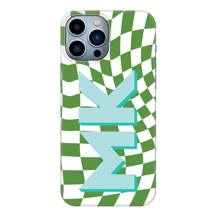 Apple iPhone 13 Pro Max / Snap Classic Custom Monogram Initial Wavy Checkerboard, Phone Case - Stylizedd.com