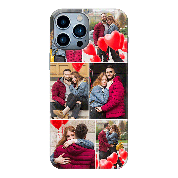 Apple iPhone 13 Pro Max / Clear Classic Personalised Valentine Photo Collage Grid, Phone Case - Stylizedd.com